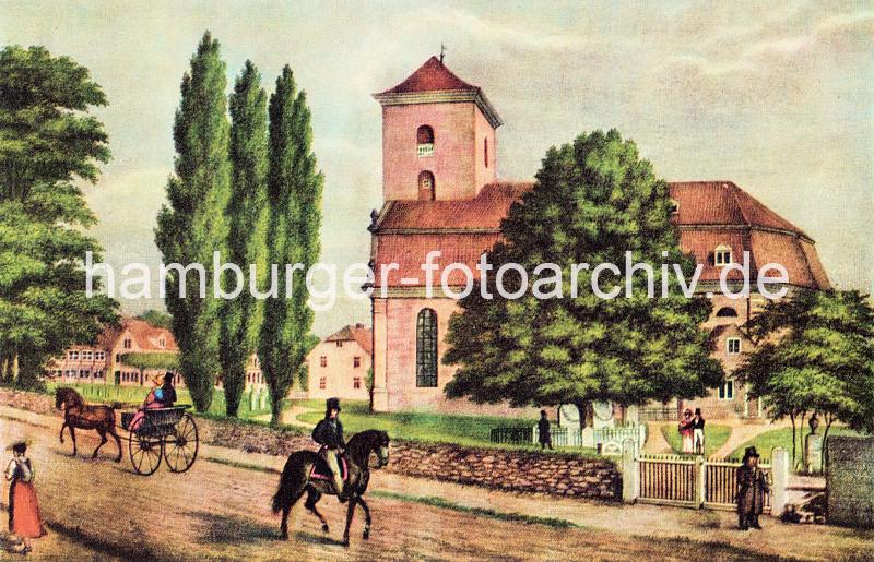 17793_27_35 Historisches Motiv der Christianskirche, ca. 1835. | Klopstockstrasse, historische Bilder und aktuelle Fotos aus Hamburg Ottensen.